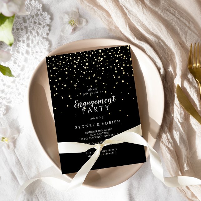 Gold Confetti|Black Engagement Party Gold (Creator Uploaded)