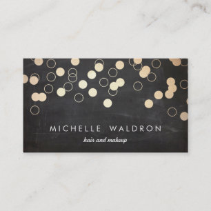 Gold Confetti Black Makeup Artist Business Card