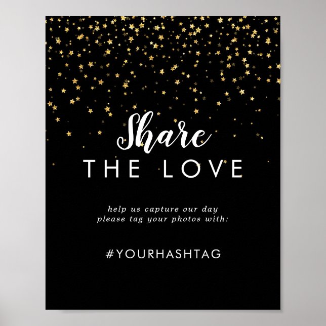 Gold Confetti | Black Share the Love Sign (Front)