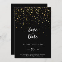 Gold Confetti | Black Wedding Save The Date