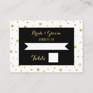 Gold Confetti Black Wedding Table Place Card
