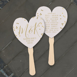 Gold Confetti Bridal Blush Wedding Party Hand Fan
