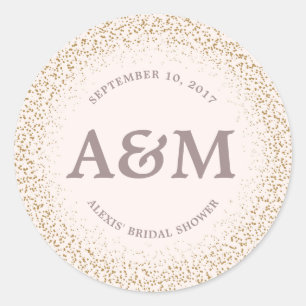 Gold Confetti Bridal Shower Favour Sticker