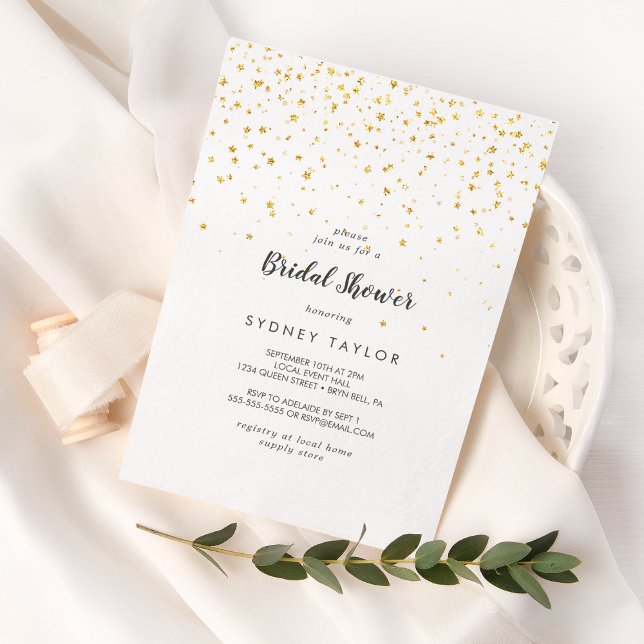 Gold Confetti Bridal Shower Invitation (Creator Uploaded)
