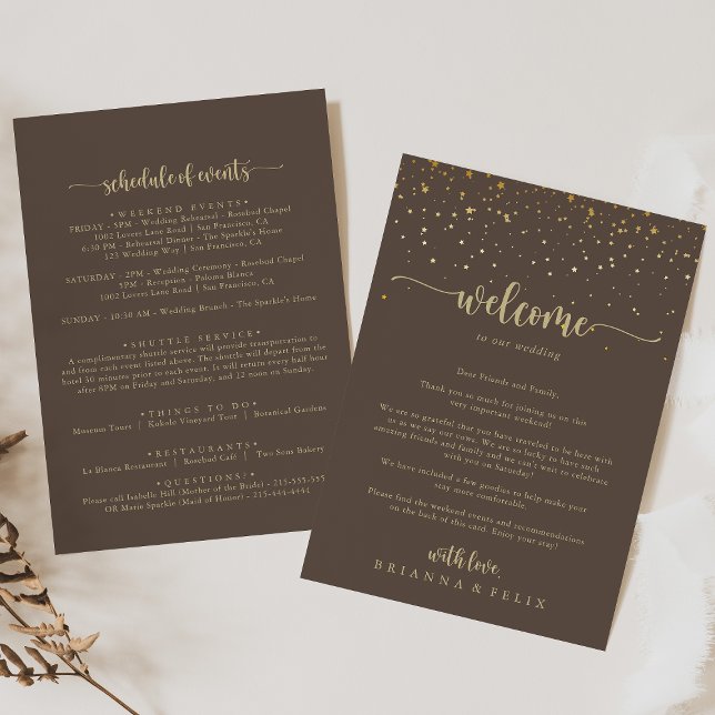 Gold Confetti Brown Wedding Welcome Letter (Creator Uploaded)