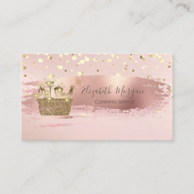 Gold Confetti,Brush Stroke Glitter Cleaning Tools Business Card (Front)