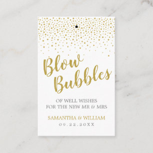Gold Confetti Bubble Wand Tag Custom Colour