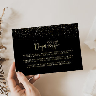 Gold Confetti Calligraphy Wedding Recipe Request   Enclosure Card