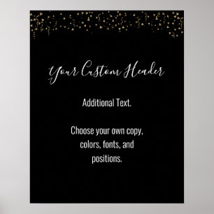 Gold Confetti Casual Black Do It Yourself Festive Poster