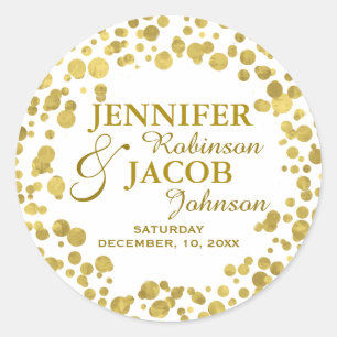 Gold Confetti Celebration Classic Round Sticker