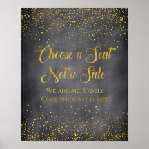 Gold Confetti Chalkboard Wedding Seating Sign