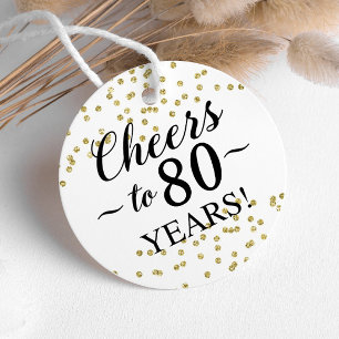Gold Confetti Cheers to 80 Years Favour Tags