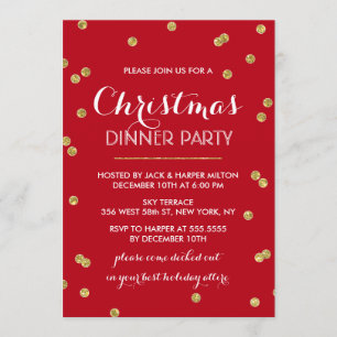Gold Confetti Christmas Party (Custom Colour) Invitation