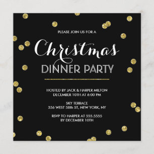 Gold Confetti Christmas Party (Custom Colour) Invitation