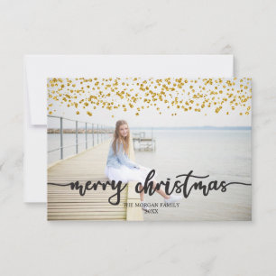 Gold Confetti Christmas Photo Cards