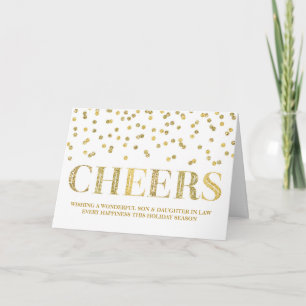 Gold Confetti Christmas Son & Daughter in Law Holiday Card