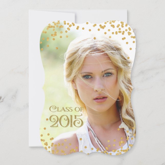 Gold Confetti Class of 2015 Graduation Invitation (Front)