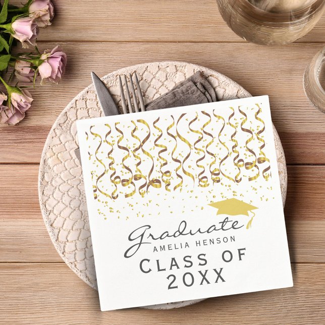 Gold Confetti Class of 2025 Graduation Napkin (Creator Uploaded)