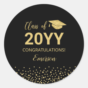 Gold Confetti Class of Graduation Party Favour Classic Round Sticker