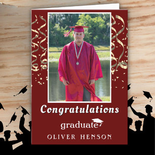 Gold Confetti Congratulations Graduation Photo Card