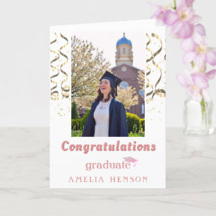 Gold Confetti Congratulations Graduation Photo Card