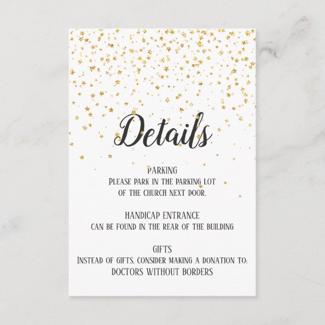 Gold Confetti Detail Insert Card (Front)