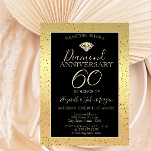 Gold Confetti Diamond Wedding Anniversary Invitation