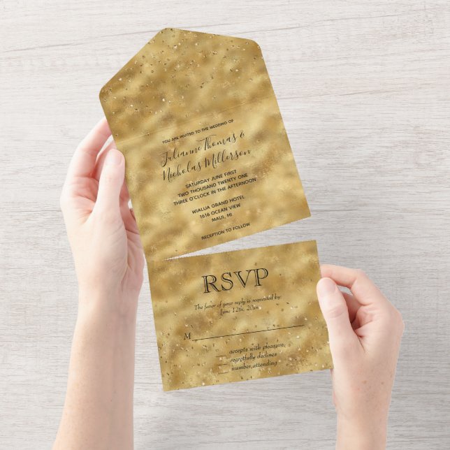 Gold Confetti Dots All In One Invitation (Tearaway)