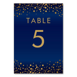 Gold Confetti Dots and Navy Blue - Table Card