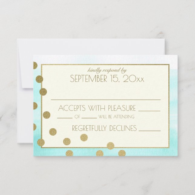 Gold Confetti Dots and Watercolor Wedding Response (Front)