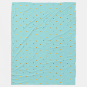 Gold Confetti Dots Aqua Mint Fleece Blanket