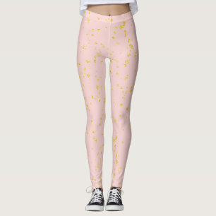 Gold Confetti Dots Blush Pink Leggings