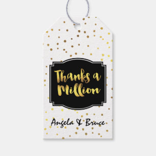 Gold Confetti Dots Custom Thank You Gift Tags