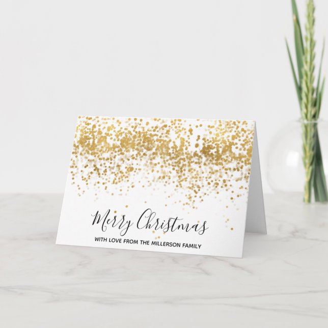 Gold Confetti Dots Holiday Card (Front)