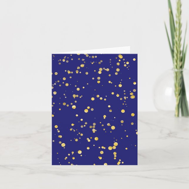 Gold Confetti Dots Midnight Blue  Thank You Card (Front)