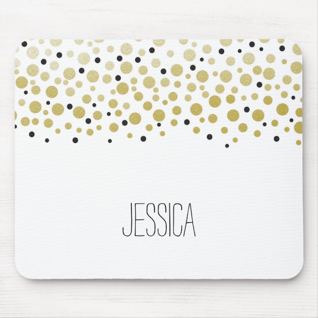 Gold Confetti Dots Mouse Pad (Front)