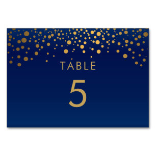 Gold Confetti Dots & Navy Blue 2 - Table Card