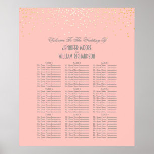 Gold Confetti Dots Pink Wedding Seating Chart