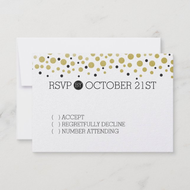 Gold Confetti Dots RSVP Card (Front)