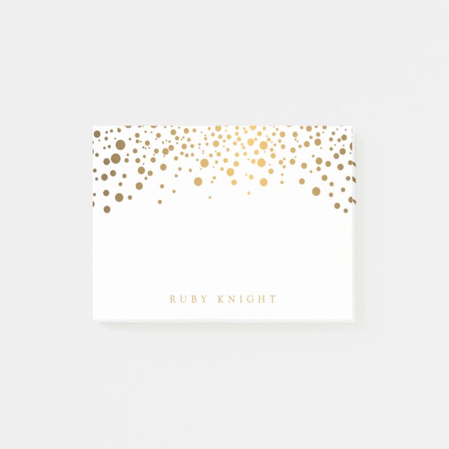 Gold Confetti Dots with Name Post-it Notes (Front)