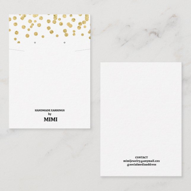 Gold Confetti Earring Display  Business Card (Front/Back)