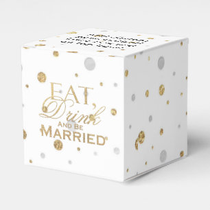 Gold Confetti Eat Drink and Be Married Favour Box