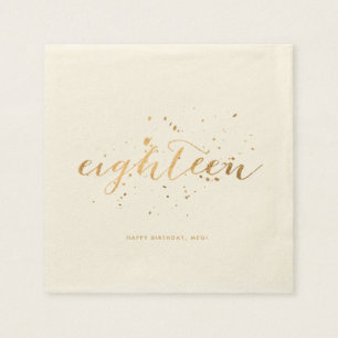 Gold Confetti Eighteen 18th Birthday Party Ecru Napkin