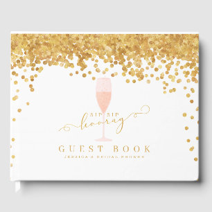 Gold Confetti Elegant Champagne Bridal Shower Guest Book