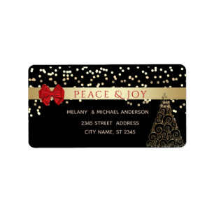 Gold confetti elegant Christmas tree holiday Label