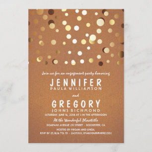 Gold Confetti Elegant Engagement Party Invitation