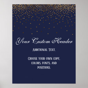 Gold Confetti Elegant Navy Do It Yourself Wedding Poster