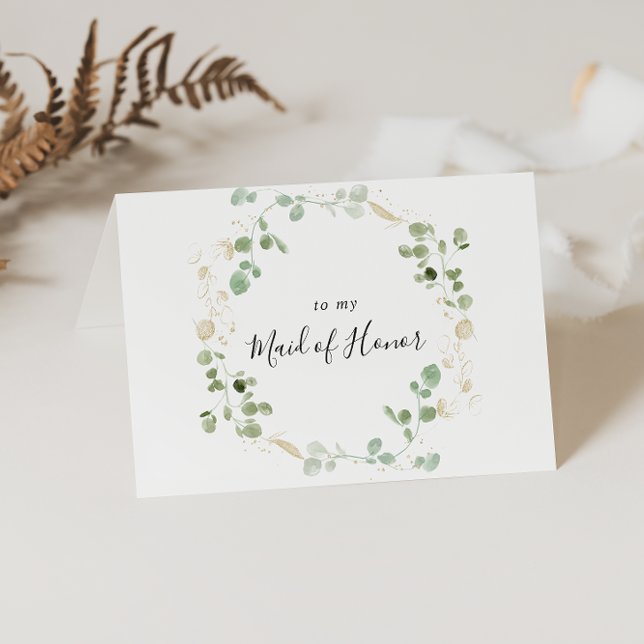 Gold Confetti Eucalyptus Foliage Bridal Party  Thank You Card (Creator Uploaded)