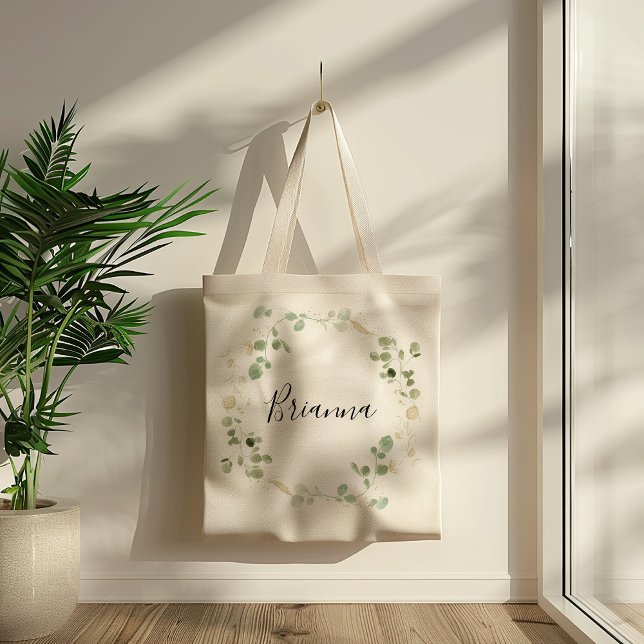 Gold Confetti Eucalyptus Foliage Bridesmaid  Tote Bag (Creator Uploaded)