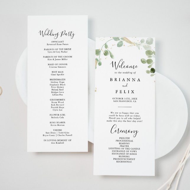 Gold Confetti Eucalyptus Foliage Wedding  Programme (Creator Uploaded)